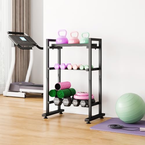 SYQ 3 Tier Dumbble Rack - 550LB Capacity Adjustable Dumbbell Storage Rack Space-Saving Home Gym Weight Rack For Dumbbells And Kettlebells