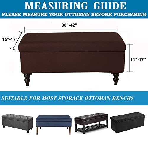 ANWUCHEN Rectangle Ottoman Cover, Stretch Slipcover with Storage, Elastic Bands Ties, Folding Ottoman Covers - Coffee Medium - color: Coffee, size: 35"D x 16"W x 15"H