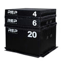 REP Fitness Stackable Soft Foam Plyo Box Set, Adjustable Plyometric Jump Box for Home Gym Workouts, Plyometric Jumping Platform for Exercise, Step Training, HIIT & CrossFit - style: 4", 6", and 20"