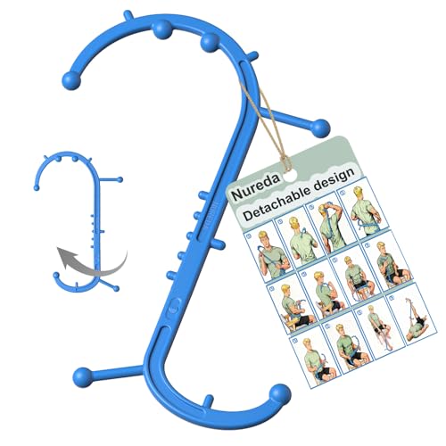 Detachable Trigger Point Massage Tool for Body Muscle Pain Relief | Button-Release Design, S/C, Massage Hook for Back, Neck & Shoulder, Pressure Point Therapy Tool for Deep Tissue Relief - color: Blue, size: Medium