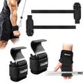 Weight Lifting Straps With Cuffed D Ring(1Pair) and Weight Lifting Hooks(1Pair) Set, Wrist Support for Men, Heavy Duty Thick Comfortable, Non-slip, Enhanced Grip, Straps for Weightlifting & Training