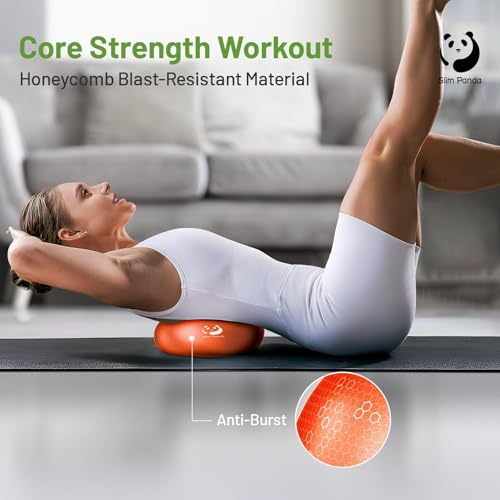 Slim Panda Pilates Ball, 9 Inch Small Exercise Ball, Anti Burst Mini Yoga Ball for Stability, Workout, Barre, Core Strength, Physical Therapy, Balance, Stretching - color: Orange