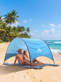 Beach Umbrella with UPF 50+ UV Protection, Portable Beach Tent Canopy with 360° Ventilation, 4 Sandbags, Wind Ropes & Stakes, Storage Pockets for Beach, Travel, Backyard (4)