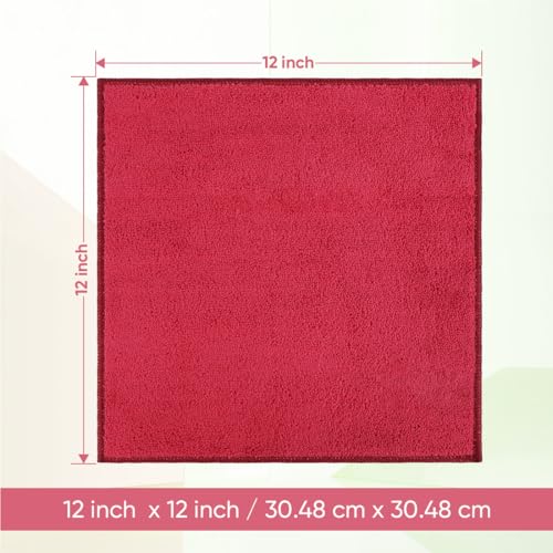 HOMEXCEL Red Microfiber Washcloths 12 Pack, Highly Absorbent and Soft Face Towel, Multi-Purpose Wash Cloths for Bathroom, Gym, Hotel, Spa and Kitchen,12x12 Inch - color: Red