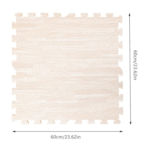 25Pcs Foam Mat, 24" × 24" White Wood Grain Thick Printed Foam Tiles, Interlocking Floor Mats for Home Playroom Basement, Apartment, Trade Show, Dance
