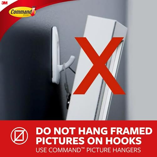 Command Medium Brushed Nickel Hooks, 2 Wall Hook and 4 Strips, Damage-Free Hanging with Adhesive, No Tools Hanging Back to School Decorations, Holds up to 3 lb - size: Medium