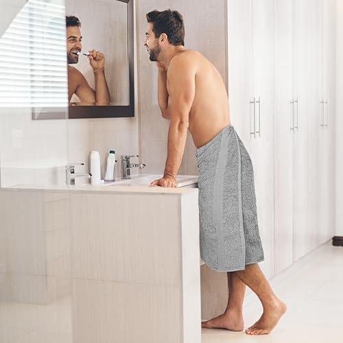 Commercial Bulk Pack of 12 Bath Towels – 100% Cotton Terry 24" x 48" – Ideal for Hotels, Salons, Gyms, Spas & Institutional Use – Light Grey - color: Light Grey, size: 24"x48" - PK 12