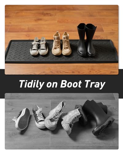 SUPENUIN Extra Large Boot Tray 48 Inch Boot Storage Heavy Duty Rubber Mats for Floor Waterproof Shoe Mat Tray for Entryway Multi Use Shoe Rug 16x47.5 Inches - color: Twill, size: 16"x47.5"
