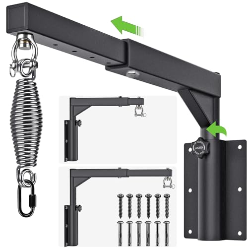 BeneLabel Wall Mount Heavy Bag Hanger, Heavy Duty Punching Bag Stand, Boxing Bag Bracket for Home Gym Indoor Outdoor, 800 LB Capacity - color: Adjustable Heights & Length 17"~25" with Spring
