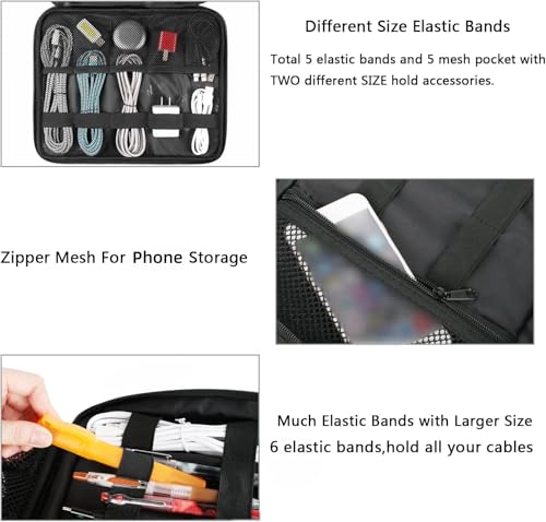 MATEIN Tech Organizer Travel Case, Large Water Resistant Cable Organizer for Electronic Accessories, Sturdy Carrying Tech Bag With Handle for Cord, Power Bank, Tablet (Up to 12.9inch), Peacock Blue - color: Dark Green, size: Large