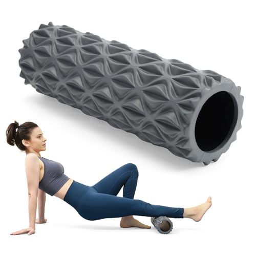 Foam Roller, 15 inch High Density Massage Roller for Exercise | Deep Tissue Massager for Muscle Massage, Myofascial Trigger Point Release, Exercise, Yoga, Pilates & Stretching, Gray - color: Gray