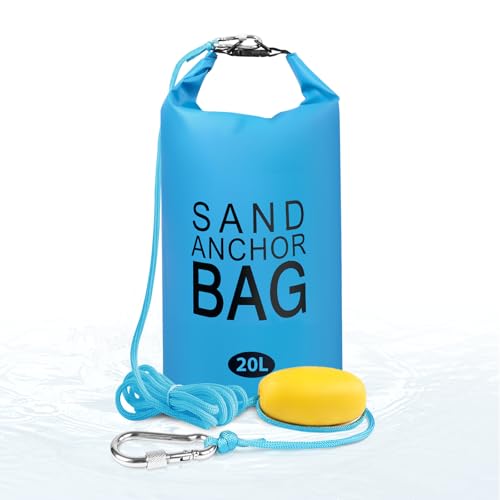 Phoncoo Sand Anchor Bag, 2 in 1 Jet Ski Anchor Kit for Float with Adjustable Buoy, Waterproof Dry Bag for Jetski, Kayak, Boat, Water Sports - color: Blue-1pack