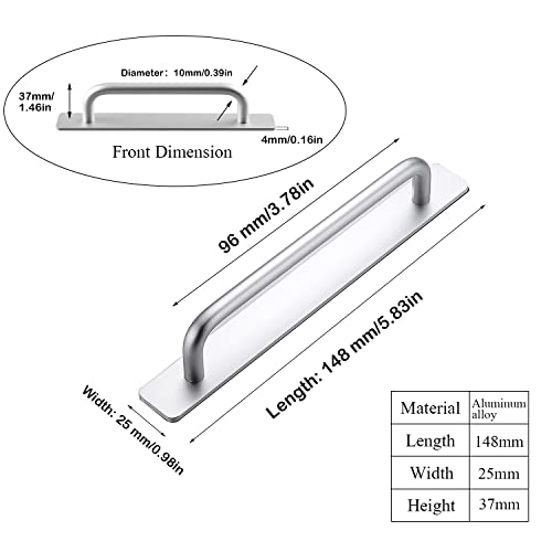 Self-Stick Instant Cabinet Handles - 2pcs Aluminum Alloy Drawer Pulls Helper with Adhesive Door Handle for Kitchen Cabinet Window Sliding Closet (5.83", Silver) - color: Silver, size: Small (5.83")