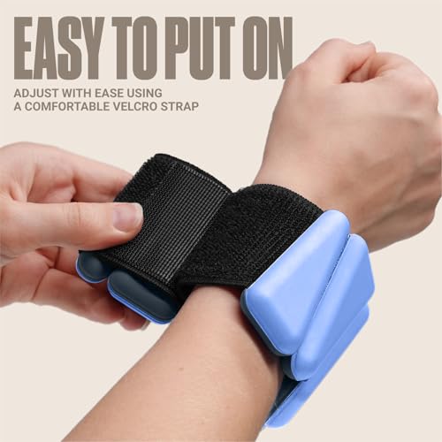 SPORTBIT Wrist and Ankle Weights for Women - Set of 2 (1lb Each) Wearable Ankle & Wrist Weights - Leg & Arm Bands, Silicone Weighted Bracelets for Workout, Walking, Running, Yoga, Pilates - color: Light Blue