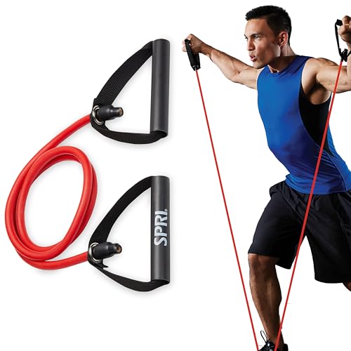 SPRI Xertube Resistance Bands with Handles – All Exercise Cords Sold Separately with Home Gym Workout Fitness Door Anchor Attachment Option - size: Medium, style: No Door Attachment