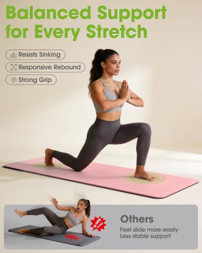 Pureegg Non Slip Yoga Mat, TPE, 72" x 24" x 0.24", Pilates | Workouts, Exercise, Core Training, Dual-Sided Texture, Stays Flat, Portable, With Strap & Carry Bag