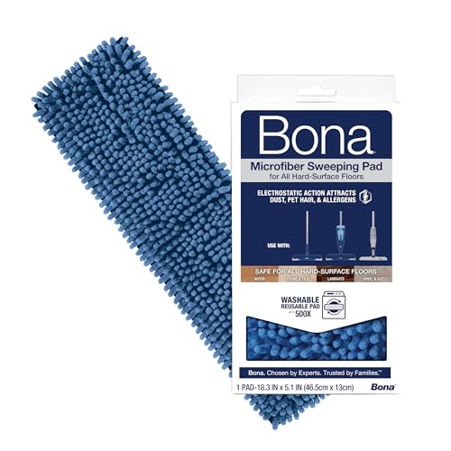 Bona Microfiber Sweeping Pad for Multi-Surface Floors - For Use With Bona Mops - Attracts, Picks Up Pet Hair, Fur, and Dander - Wood, Stone, Tile, Laminate, and Vinyl Floors - style: Pet Sweeping Pad