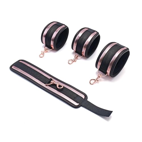 3 in 1 Heavy Duty Stainless Steel Expandable Spreader Bar with 4pcs PU Blue Adjustable Straps,Workout Bar for Home Gym Training Bar,Portable Detachable Pilates Kit - style: Black+PU Rose Gold Kit