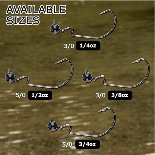 Reaction Tackle Tungsten Football Swing Jig Heads, Swinging Action Trigger Bait for Bass, Walleye and Pike, Crawfish Imitation Jig with Sharp Hooks (3-Pack) - color: Green Pumpkin, size: 3/8 Oz