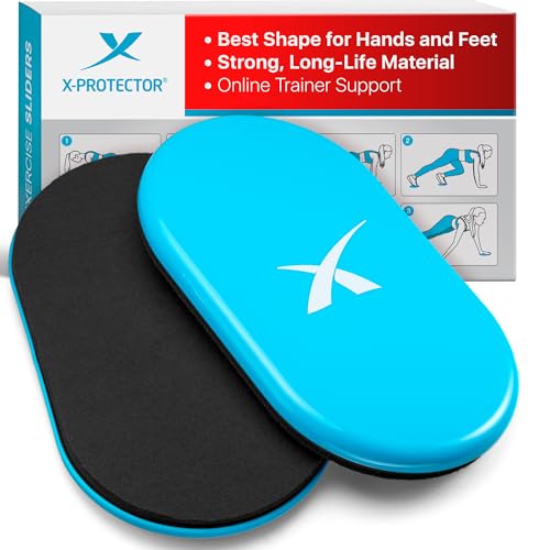 X-Protector Sliders for Working Out - 2 PCS - Double-Sided Exercise Sliders for Hard & Carpeted Floors - Gliders for Exercising! - color: Black & Blue