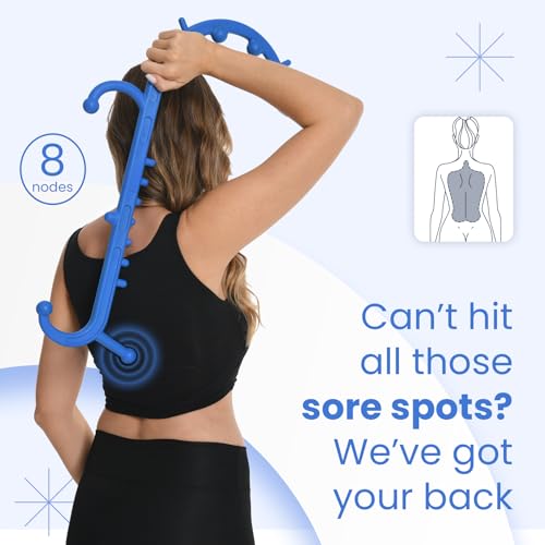 Ranarose Deep Tissue Back & Neck Massager - Back Massager Stick for Pain Relief, Muscle Knot Remover, Trigger Point Massage Tool for Full Body, Shoulders, Legs - Pressure Point Massage Tool (Blue) - color: Blue