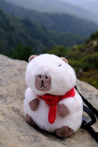 Rock Climbing Chalk Bag – Cute Plush Chalk Bag for Bouldering, Gym, Indoor & Outdoor Climbing – Drawstring Closure, Adjustable Waist Belt – Fun Character Design for Climbers - color: Capybara Scarf