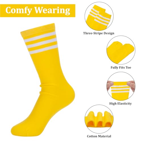 ONUPGO 5 Pieces Kids Sweatbands Soccer Socks Set - Sports Headband, Wristbands, Striped High Socks for Kids, Youth,Toddler & Baby - Football, Basketball, Running, Cycling, Tennis - color: Yellow