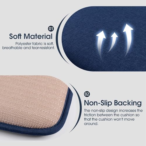TushGuard Chair Cushions, 4 Pack Memory Foam Chair Pads, Thin Seat Cushion, Kitchen Chair Cushions Set of 4, Anti-Slip Backing & Fixed Straps, 1.4 in Thick, Navy Blue - color: Navy Blue