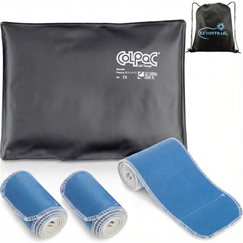 Chattanooga ColPac, Reusable Gel Ice Pack, Cold Therapy for Injury, Muscle Soreness, Sprains, and Strains, 10" x 13.5" Standard Size, Bundle with 3 Pack 4" x 36" Nylatex Wrap & Drawstring Bag - color: Black, size: Standard Size & Nylatex Wrap Bundle