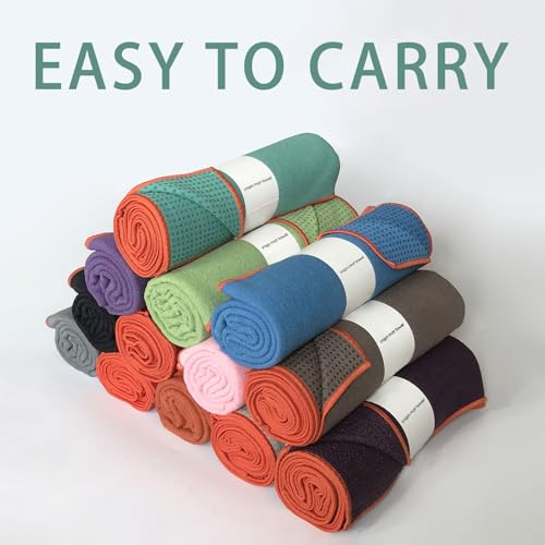 Muka Yoga Mat Towel with Grip Dot Non-Slip, Sweat Absorbent Towel for Hot Yoga Pilates Fitness 72x24 Inch - color: Grey
