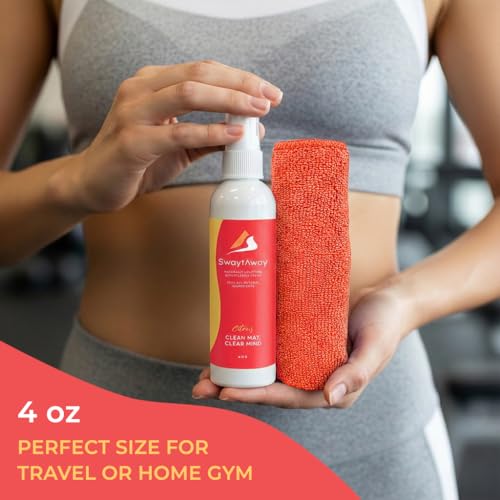 SwaytAway Fitness Mat Mist with Towel, 4oz Travel Size, 2 Pack, Citrus | Yoga Mat Spray with Towel Aromatherapy-Inspired Citrus and Eucalyptus Blend, Plant-Based, No Rinse, Refreshes & Deodorizes - size: 2 Count (Pack of 1)