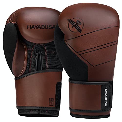 Hayabusa S4 Leather Boxing Gloves for Women & Men - color: Brown, size: 12 oz