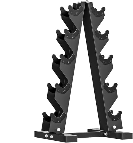 HANDBODE A-Frame Dumbbell Rack | Ideal for home gym, space-saving triangular frame, heavy-duty steel, holds multiple dumbbells securely - color: 1 X 5-Tier A-Frame (300lb)