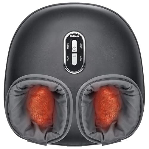 Nekteck Shiatsu Foot Massager with Heat & Air Compression Deep Kneading | 2026 Upgraded Feet Massager, 3 Modes Massage Improve Blood Circulation Foot Wellness Plantar Fasciitis, Fits Size to US 13 - color: Gray, size: Large