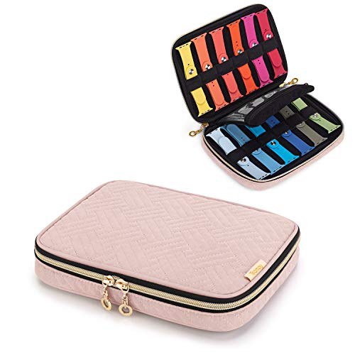 Teamoy 12 Watch Band Storage Case, Watch Band Organizer Holder, Misty Rose | Compatible with All Series Apple Watch Bands & Smart Watch Bands, Travel Organizer Fit for Most Sizes of Watch Straps - color: Misty Rose