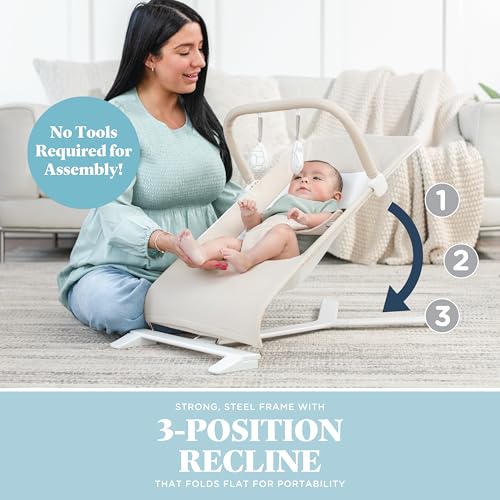 Baby Delight Alpine Deluxe Portable Bouncer, Infant, 0-6 Months, 100% GOTS Certified Cotton Fabrics, Organic Oat - color: Organic Oat