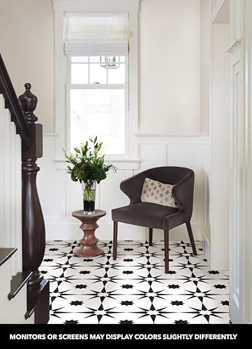 FloorPops FP2948 Altair Peel & Stick Floor Tiles, Black
