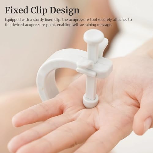 Adjustable Acupressure Massage Tool with Fixed Clip, Pressure Point Massager for Pain Relief, Feet, Hands, and Ears, 1 Gray
