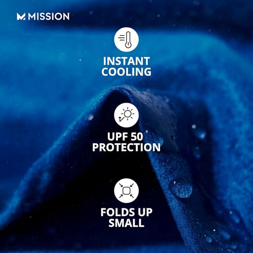 MISSION Max Plus Cooling Towel- Soft, Durable Microfiber - Cools Up to 3 Hours - UPF 50 Sun Protection - Machine Washable - color: Black Tango Red