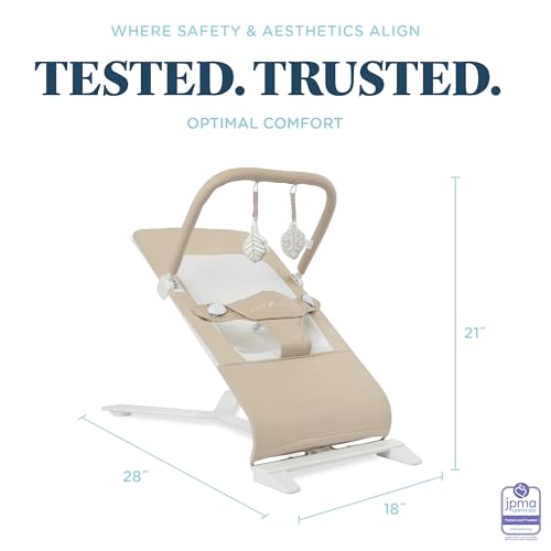 Baby Delight Alpine Deluxe Portable Bouncer, Infant, 0-6 Months, 100% GOTS Certified Cotton Fabrics, Organic Oat - color: Organic Oat