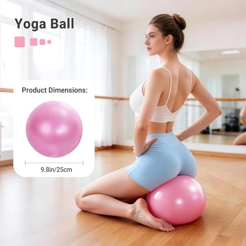 Small Exercise Ball 9 Inch Mini Pilates Yoga Ball for Yoga, Fitness, Balance, Core Workout, Physical Therapy, Pilates Ball with Inflation Straw