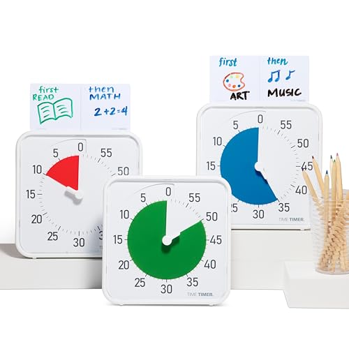 Time Timer Original 8" Visual Countdown Timer – Medium 60-Minute Silent Classroom Visual Timer for SEL, Emotional Regulation, Focus, Calm Transitions, ADHD, Autism – (Blue & White) - color: Blue & White, size: 8 Inch