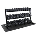 WF Athletic Supply Rubber Coated Hex Dumbbell Set, Multiple Choices Available - Dumbbells with Rack Stand and Mat, or Dumbbells Only (200/550/1200/2100/3000 LB) - color: g. 5 - 75LB w/ 3-tier Rack and Mat