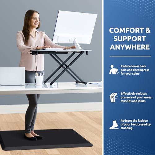 KitchenClouds Kitchen Mat Cushioned Anti Fatigue Rug 20"x32" Water Resistant, Non Slip, Standing and Comfort Desk/Floor Mats for House Sink Office (Black,0.8inch) - color: Black, size: 32"L x 20"W x 0.8"Th