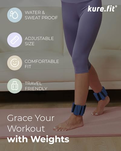 Pilates Weight | Wrist & Ankle Weights for Women | Weighted Bangles | 1LB/ 2LB Each (Set of 2) - color: Blue, size: 1 LB