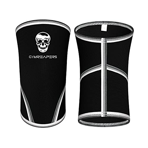 Gymreapers Elbow Sleeves for Weightlifting Powerlifting and Bench Press Support and Compression for Tendonitis Pain Relief 5mm Neoprene Training Gear for Men and Women - color: Black/White, size: Medium
