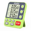 Digital Dual Triple Kitchen Timer, 3-Channel Magnetic Countdown Timer for Cooking, Large Display Stopwatch Multi Food Classroom Timer Loud Alarm for Seniors Teachers Battery Included (Green) - size: YS318 Green