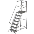 Tri-Arc RWSR107242-XR 7-Step Gateway Rear-Exit Steel Rolling Ladder with 30" Deep Top Platform, Grip Strut Tread with Handrails, 24" Wide Steps - size: 7-Step, style: Grip Strut Tread