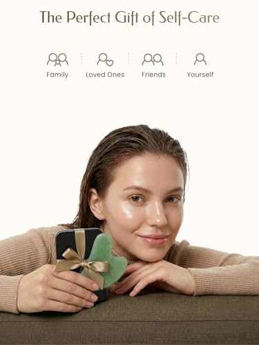 Green Stone Gua Sha Facial Tools, Guasha Tool for Face Acupuncture Therapy Trigger Point Treatment, Gua Sha Scraping Massage Tool - color: Light-green