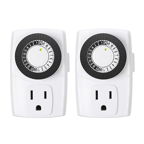 BN-LINK BND-60/U47 Indoor Mini 24-Hour Mechanical Outlet Timer, 3-Prong, 2-Pack - size: 3-Prong, 2-Pack, 1 Outlet, Mini